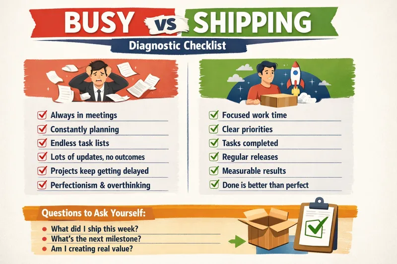 infographic: "Busy vs Shipping" one-page diagnostic checklist